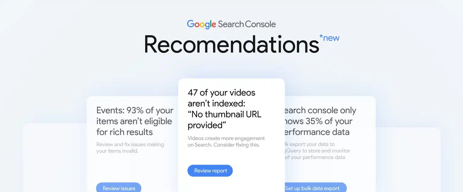 Las nuevas recomendaciones de Google Search Console Las nuevas recomendaciones de Google Search Console